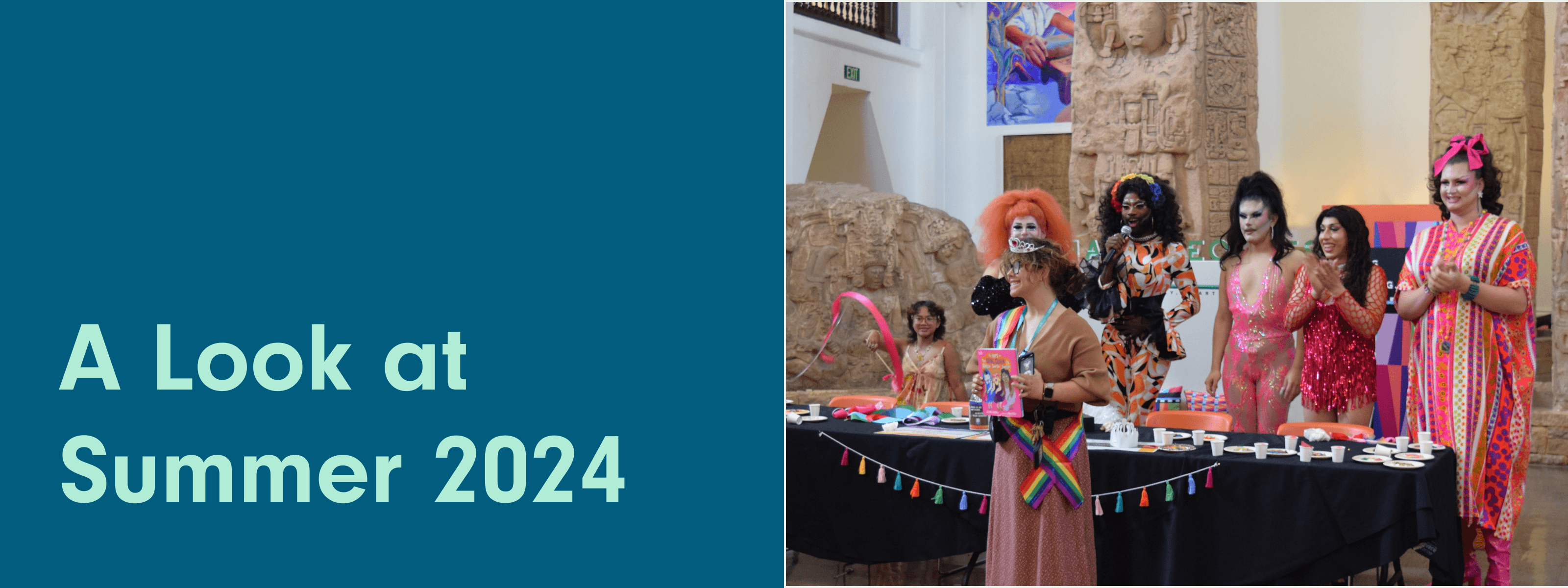 A header image with blue text that says A Look at Summer 2024 and a photo of one of the cookie decorating contest winners.