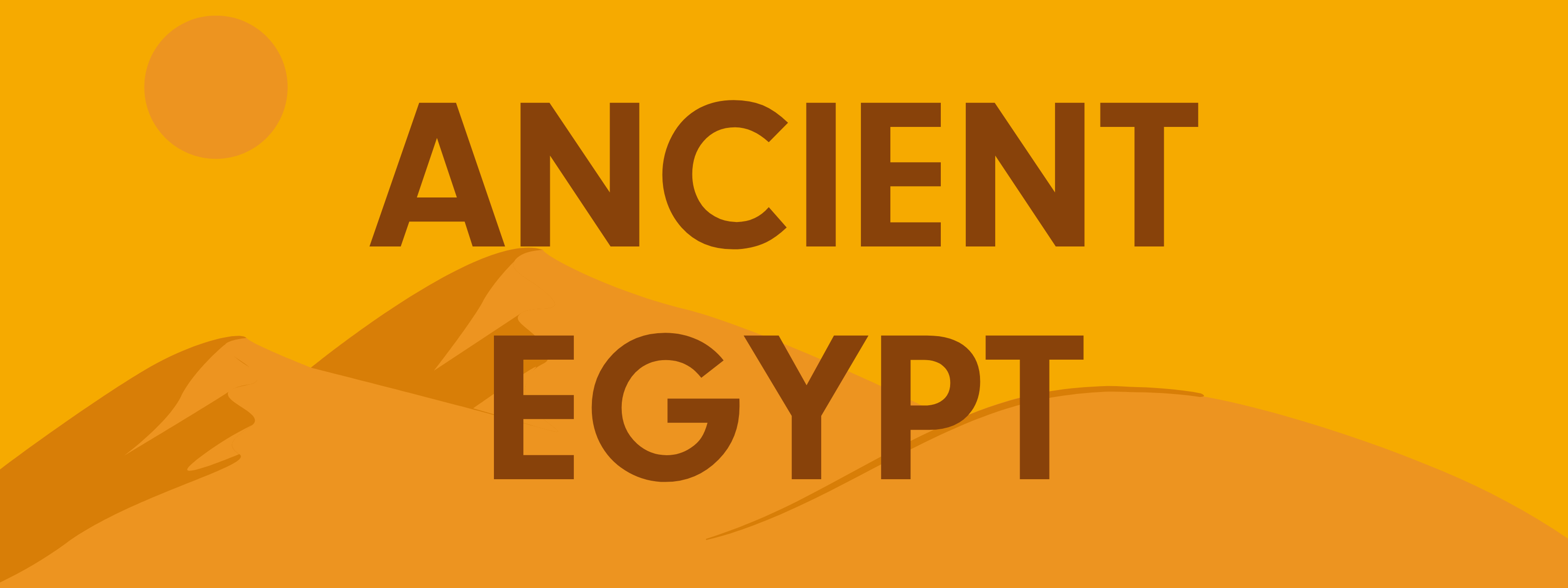 Golden yellow sand dunes and a waning sun with the words "Ancient Egypt" over the background.